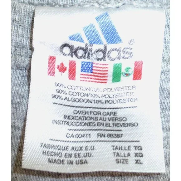Vintage 90's Adidas Gray T-Shirt With Colorful Tribal Logo Design Made In USA Si - Picture 3 of 7